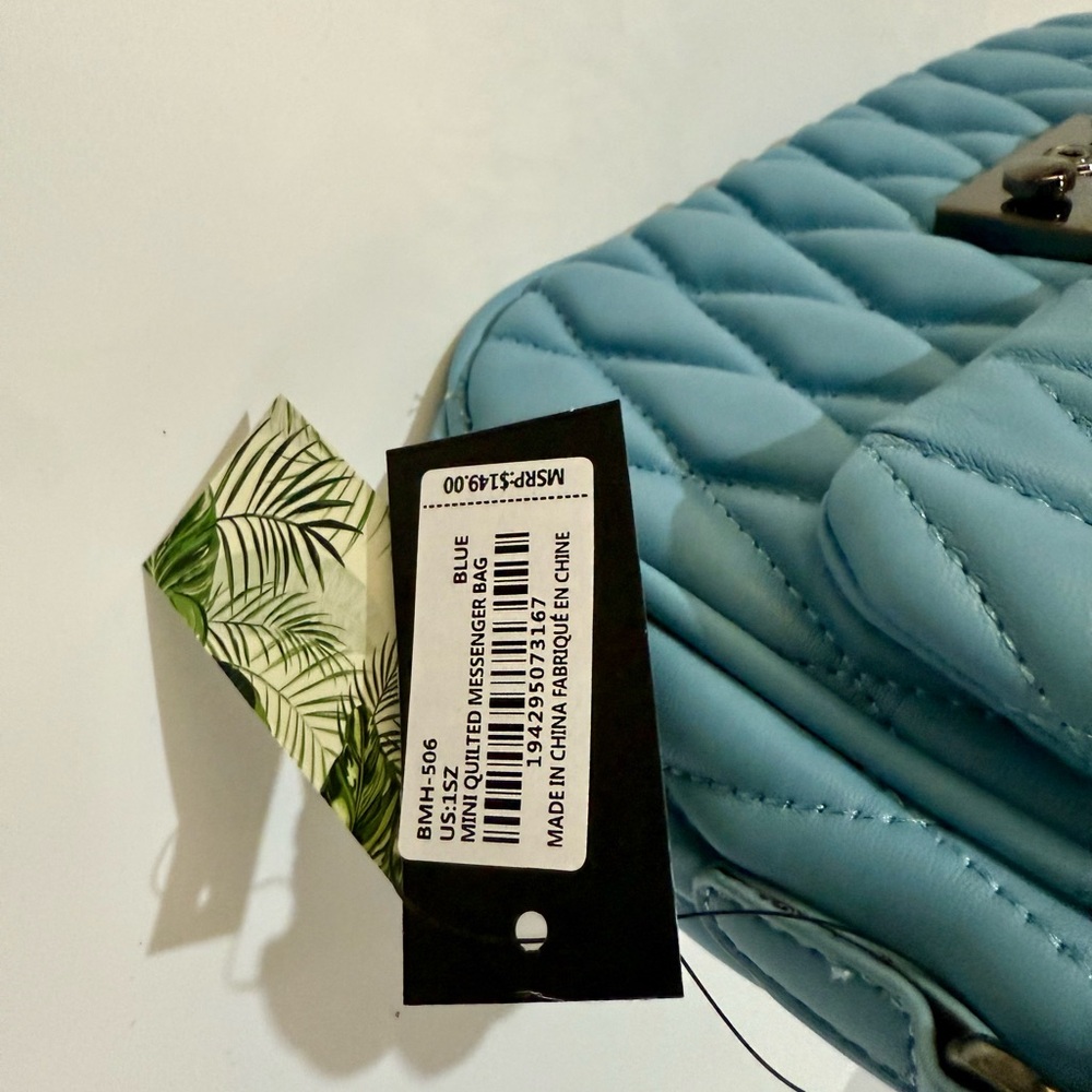 Badgley Mischka Teal Quilted Crossbody Bag - Picture 4 of 7